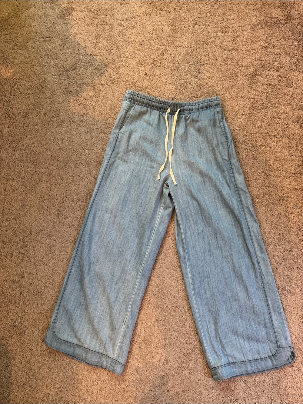 NWOT Three Bird Nest Light Wash Wide Leg Drawstring Pants, light weight denim